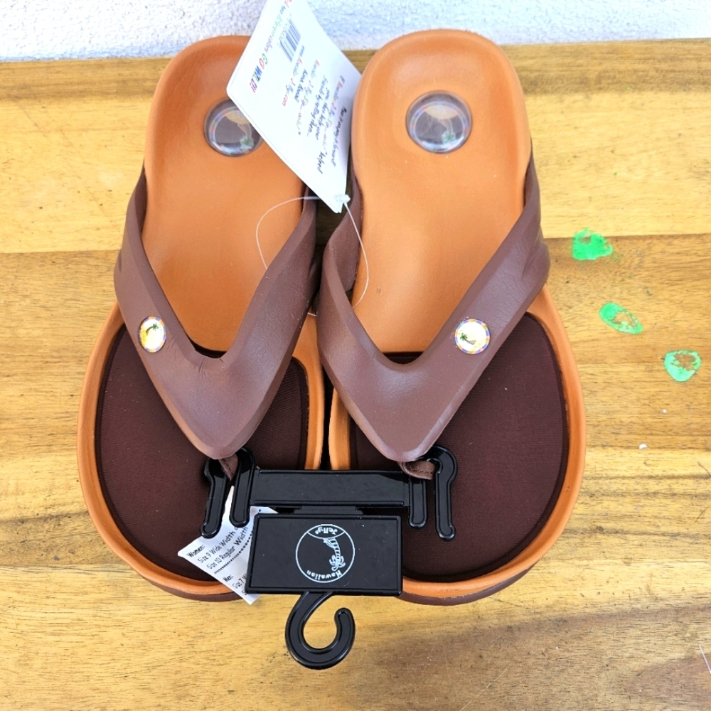 Hawaiian Jellys Ultra Comfort A'a Brown Lava Unisex Sandals Women's Size 10 - Picture 3 of 16
